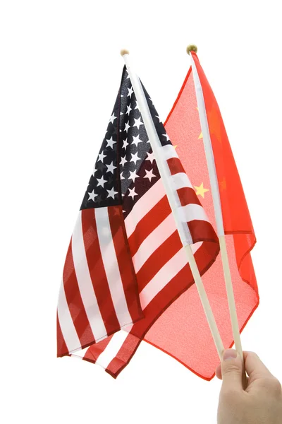 Kina og USA Flag - Stock-foto
