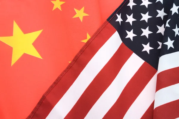 Kina och usa flagga — Stockfoto