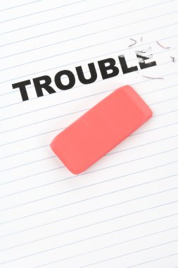 Eraser and word trouble clipart