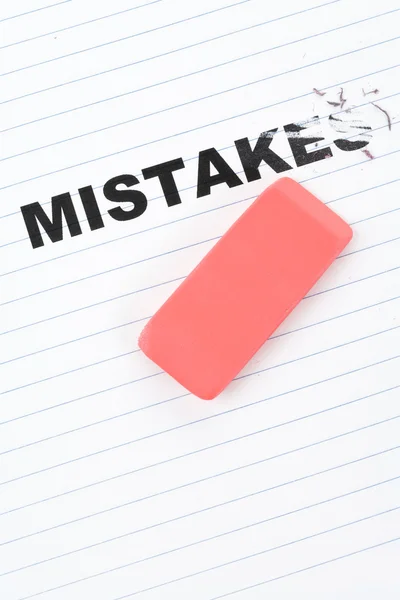 Eraser e erros de palavra — Fotografia de Stock