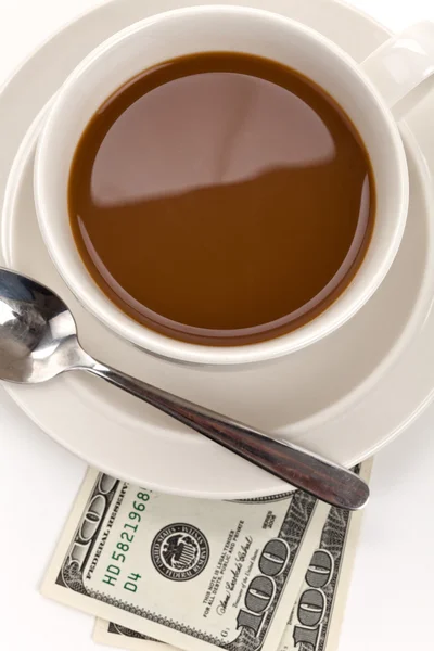 Kaffee und Dollar — Stockfoto