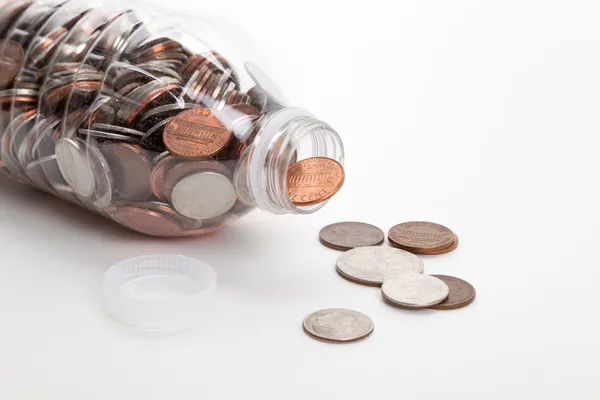 Plastic Bottle and Coins — Stock Photo, Image