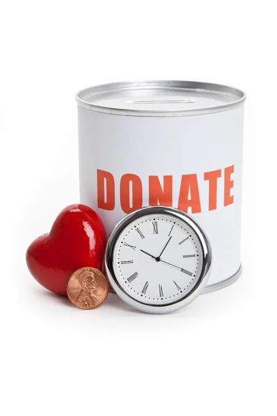 Caja de Donación y Corazón Rojo — Foto de Stock