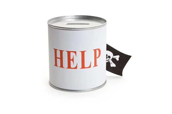 Caja de Donación y Bandera Pirata — Foto de Stock