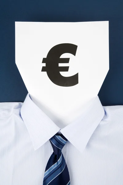 Papier gezicht en Europese dollarteken — Stockfoto