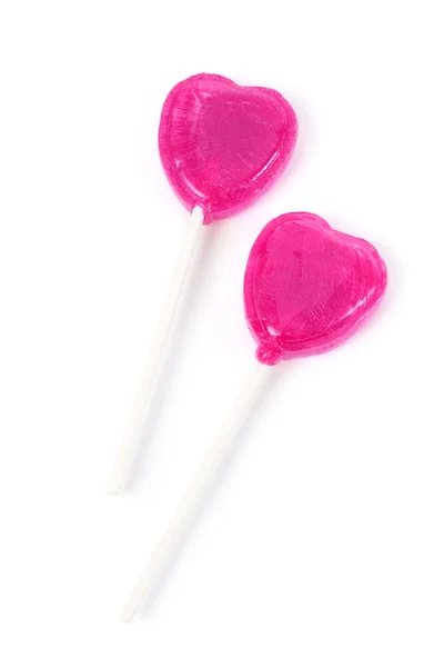 Lollipop em forma de coração rosa — Fotografia de Stock