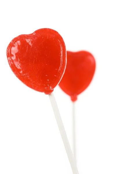 红色的心形状棒棒糖 — 图库照片