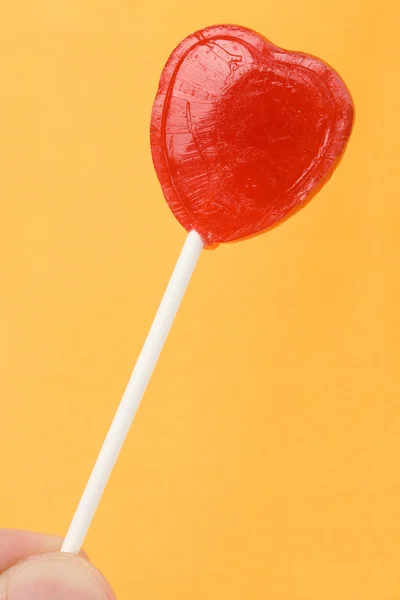 Red Heart Shape Lollipop — Stock Photo, Image