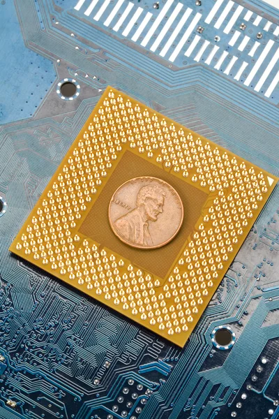 Computer CPU und Dollar Stockbild