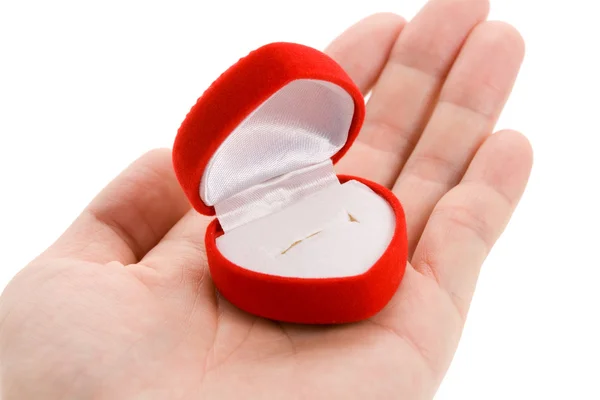 Kırmızı kalp şeklinde mücevher kutusu — Stok fotoğraf