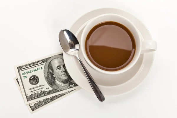 Koffie en dollar — Stockfoto