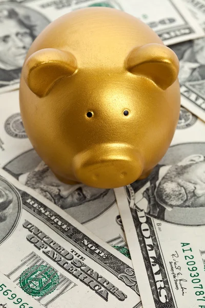 Banco porquinho e dólar — Fotografia de Stock
