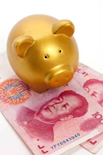 Piggy Bank e Yuan — Fotografia de Stock