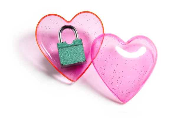 Pink heart and lock — Stockfoto