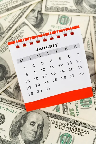 Ημερολόγιο και Δολάριο — Φωτογραφία Αρχείου