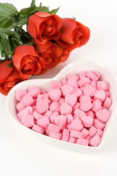 Rosa Herzform Bonbons — Stockfoto