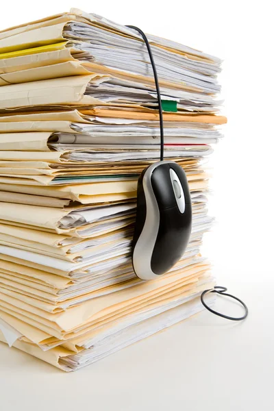 File Stack and Computer Mouse — Stock Photo, Image