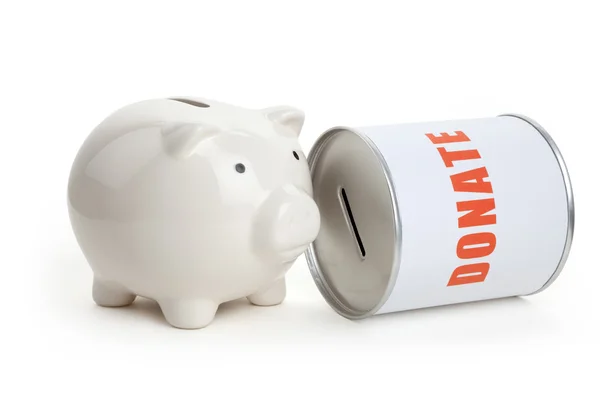 Donatie box en piggy bank — Stockfoto