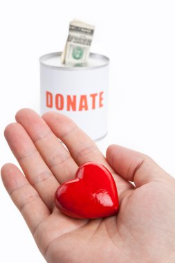 Donation Box and Red Heart clipart
