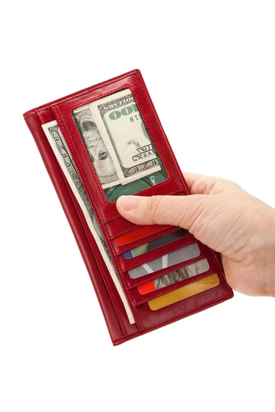 Piros pénztárca — Stock Fotó
