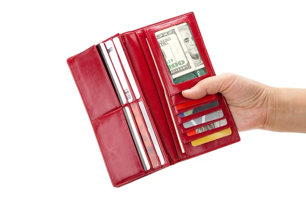 Piros pénztárca — Stock Fotó