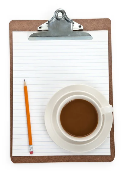 コーヒー カップとクリップボード — ストック写真