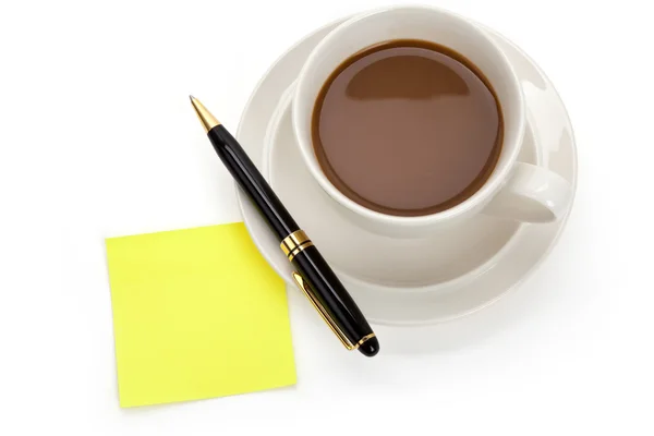 Filiżanka kawy i notatki — Zdjęcie stockowe