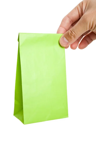 Groene papieren zak — Stockfoto