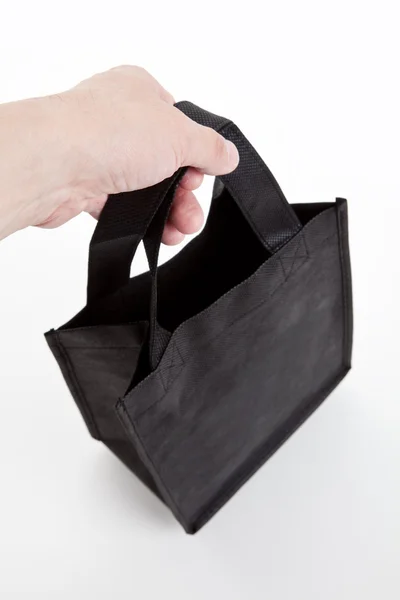 Siyah yeniden kullanılabilir alışveriş çantası — Stok fotoğraf