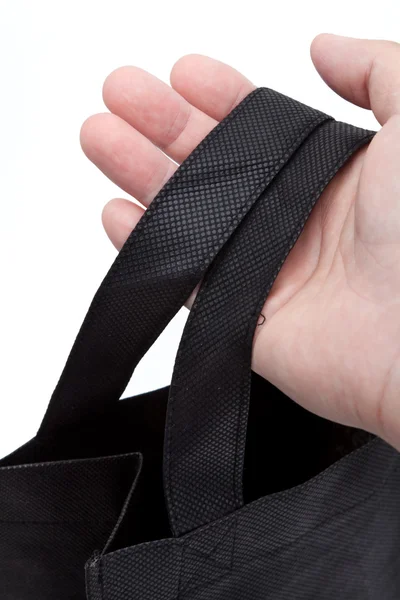 Fekete újrahasználható bevásárló táska — Stock Fotó