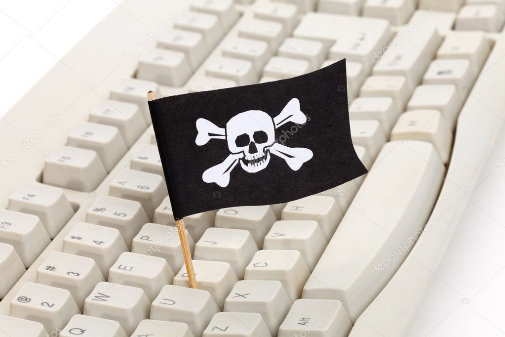 Pirate Flag and Computer Keyboard