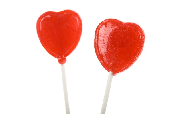 Rött hjärta form lollipop — Stockfoto