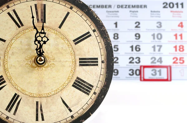 Old clock with calendar — Stock Photo, Image