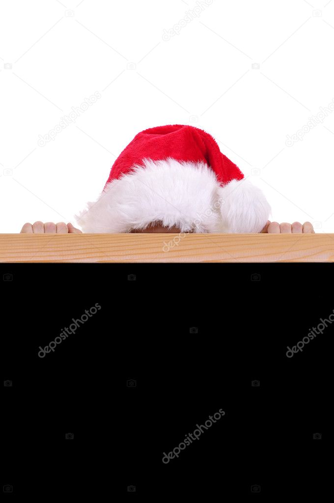 Christmas little boy and billboard sign