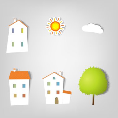 Set of vector stickers. Houses. clipart