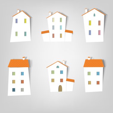 Set of vector stickers. Houses clipart