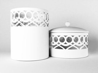 Beautiful ceramic white caskets clipart