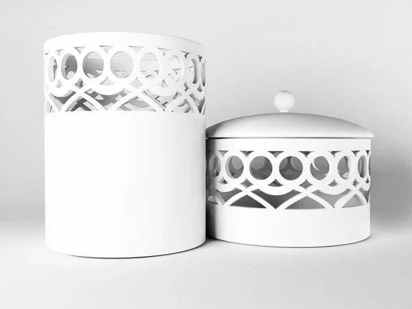 Schöne weiße Keramikschatullen — Stockfoto
