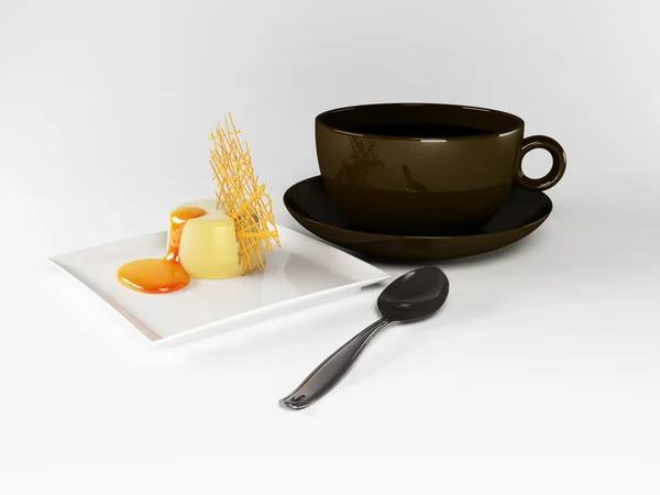 Leckerer Kuchen und eine Tasse Kaffee — Stockfoto