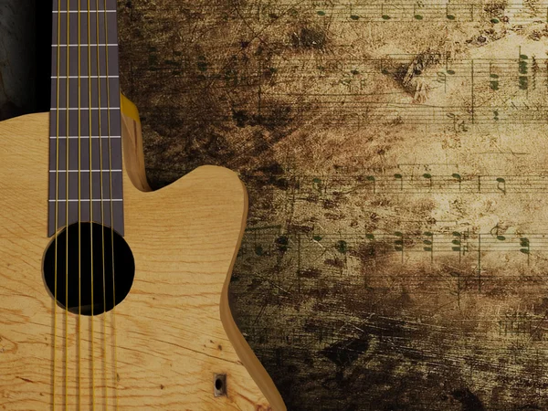 Schöne interessante Gitarre im Grunge-Hintergrund — Stockfoto