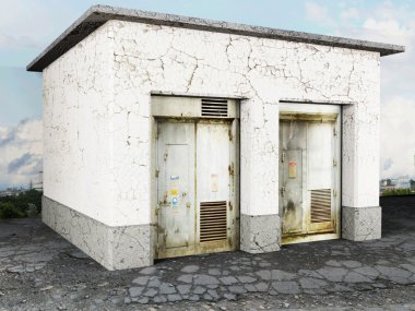 A small building with two doors clipart