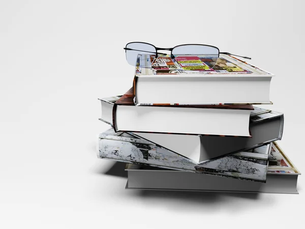 Composición con gafas y libros — Foto de Stock