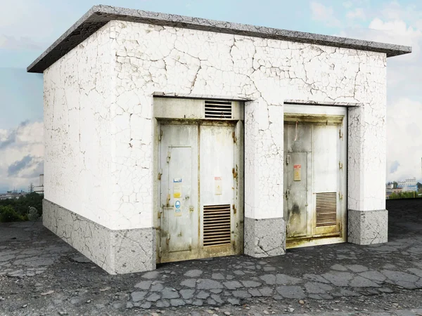 Een klein gebouw met twee deuren — Stockfoto