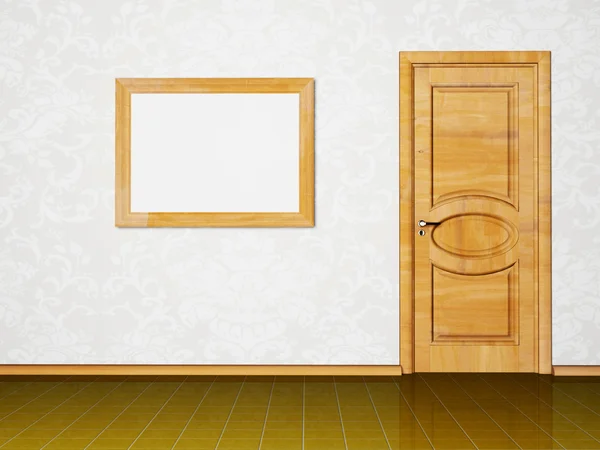 Сцена дизайна интерьера с дверью — стоковое фото