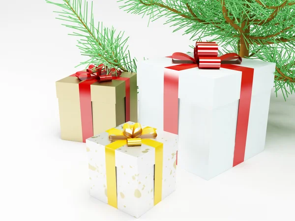 Christmas tree and the gifts — Stock Photo, Image