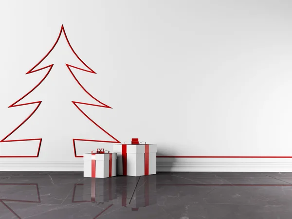Holiday interiör med gåvor — Stockfoto