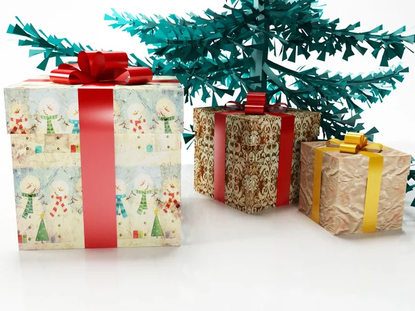 Weihnachtsbaum und die Geschenke — Stockfoto