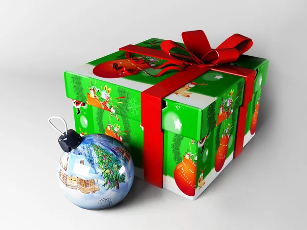 Новогодний подарок и игрушка для елки — стоковое фото