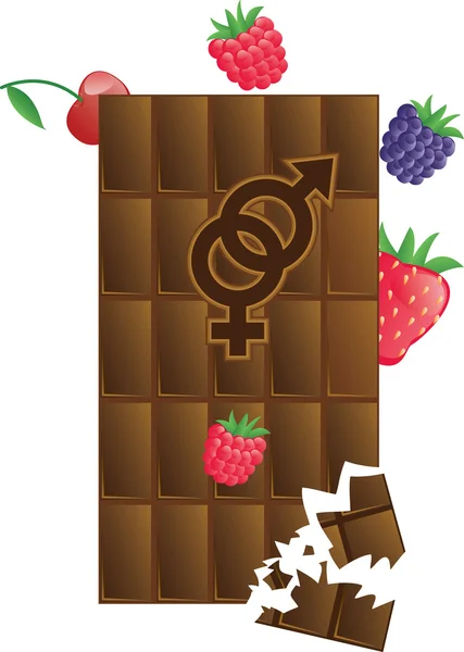 Chocolate bar with a picture — Stock Vector