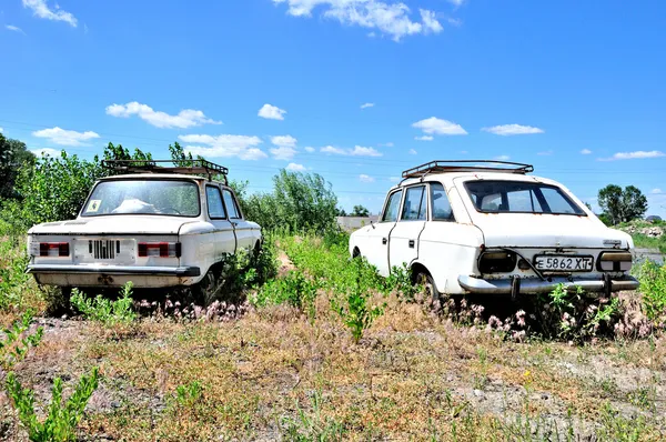 Iki eski arabalar Stok Fotoğraf